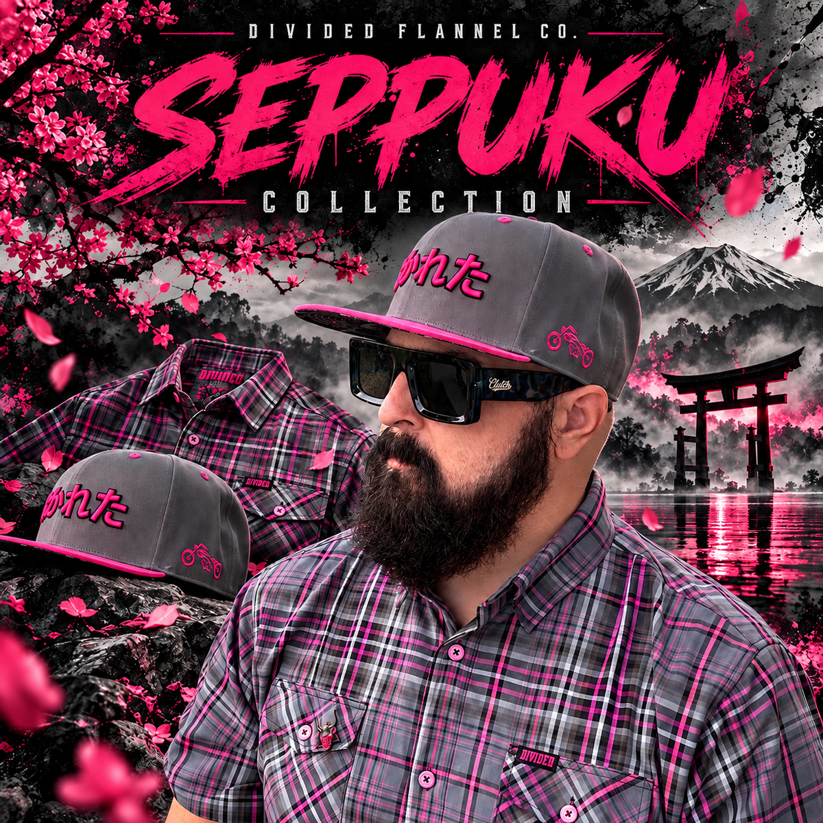 Divided Flannel Co. Seppuku Paloma collection featuring bamboo short sleeve and matching snapback
