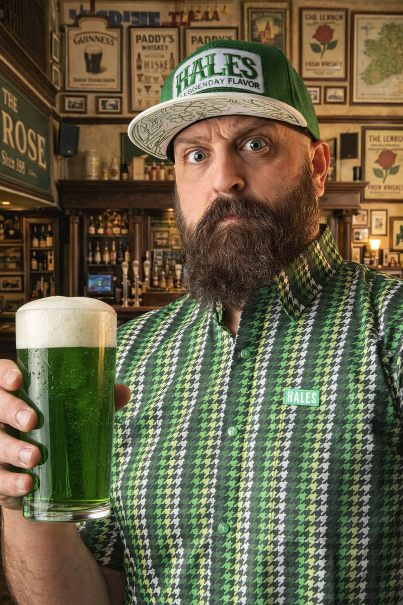 Men’s Green Cheyenne Shaka Short-Sleeve Shirt by Hales Speed Shop — additional product view