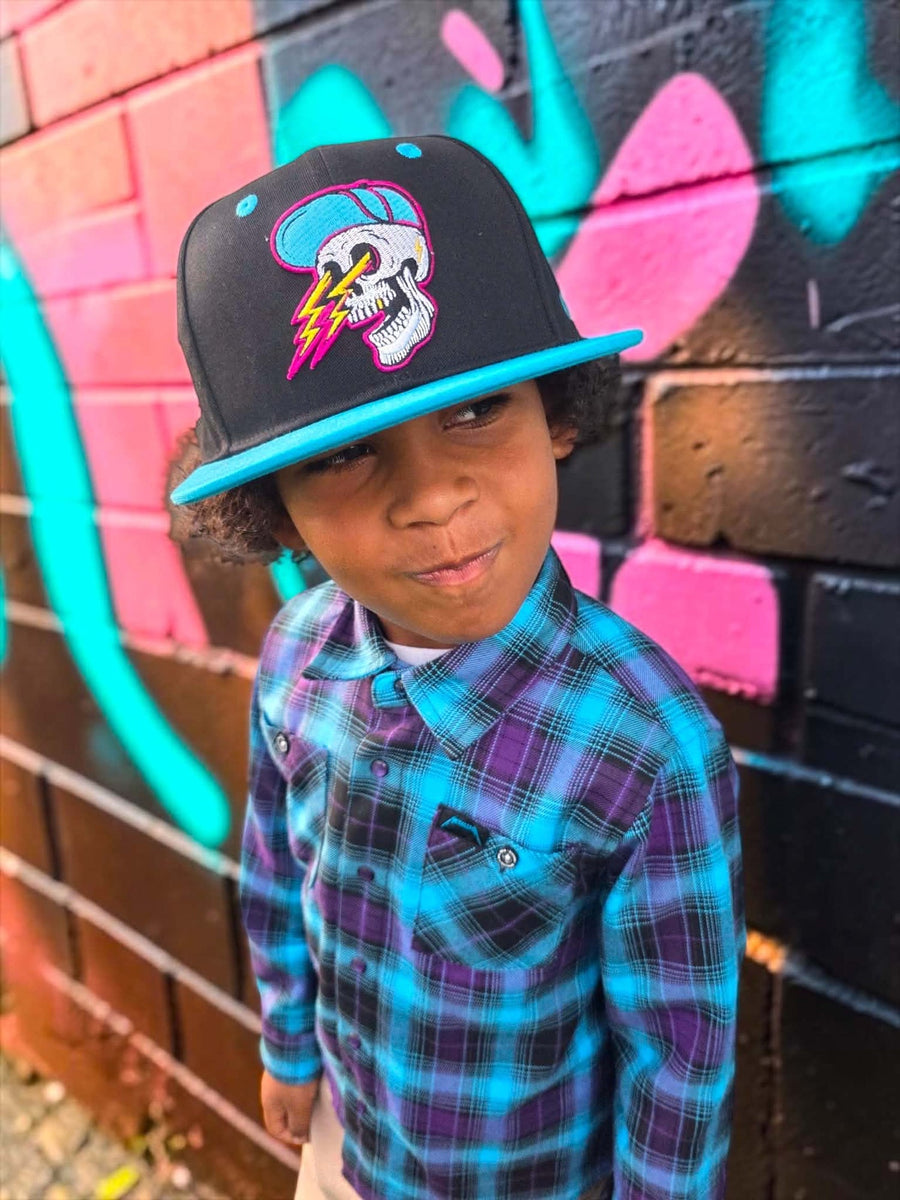 Youth Electrik Bonehead Snapback by Clutch & Throttle