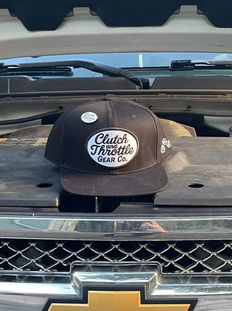 Clutch and Throttle Grease Monkey flat brim snapback product photo