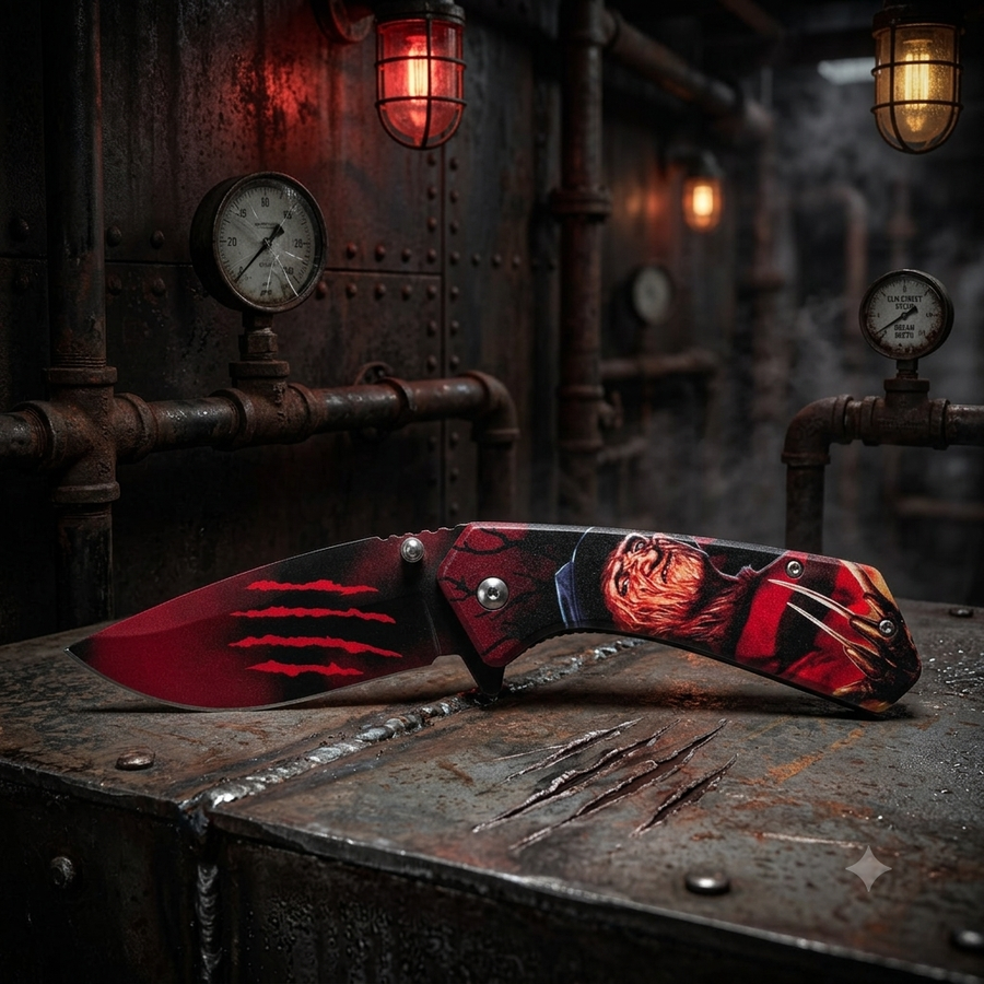 Dream Slasher retro horror pocket knife by Flannel Daddy Loot