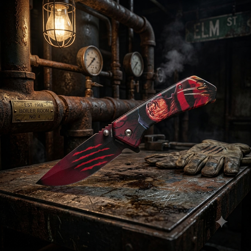 Dream Slasher retro horror pocket knife — product view