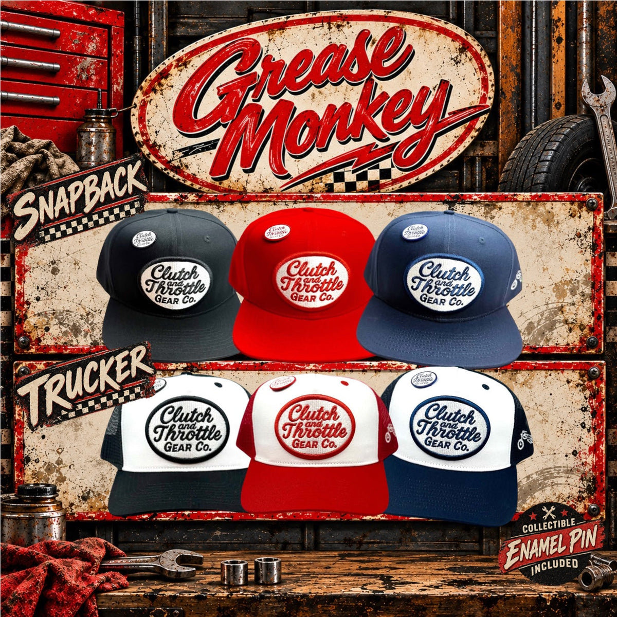 Grease Monkey | Clutch & Throttle Hats