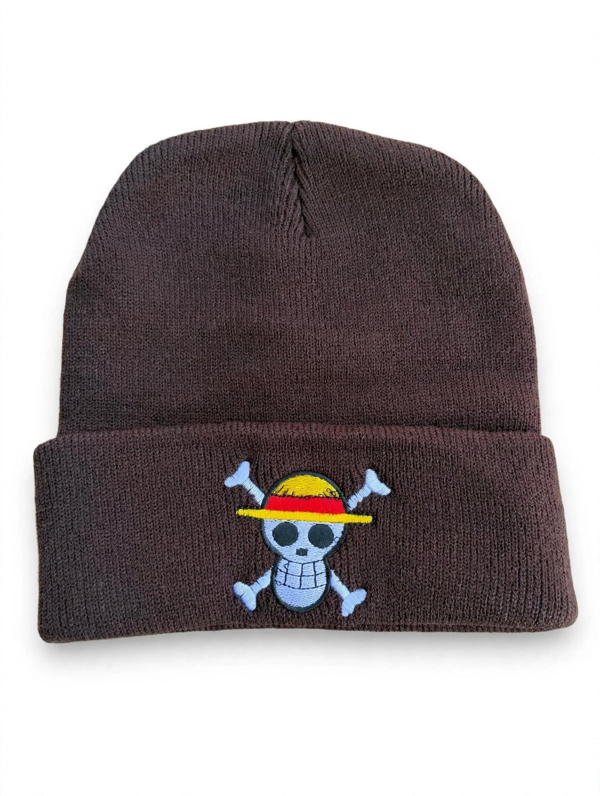 Straw Hat Crew knit beanie with embroidered front design