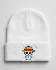 Straw Hat Crew knit beanie with embroidered front design