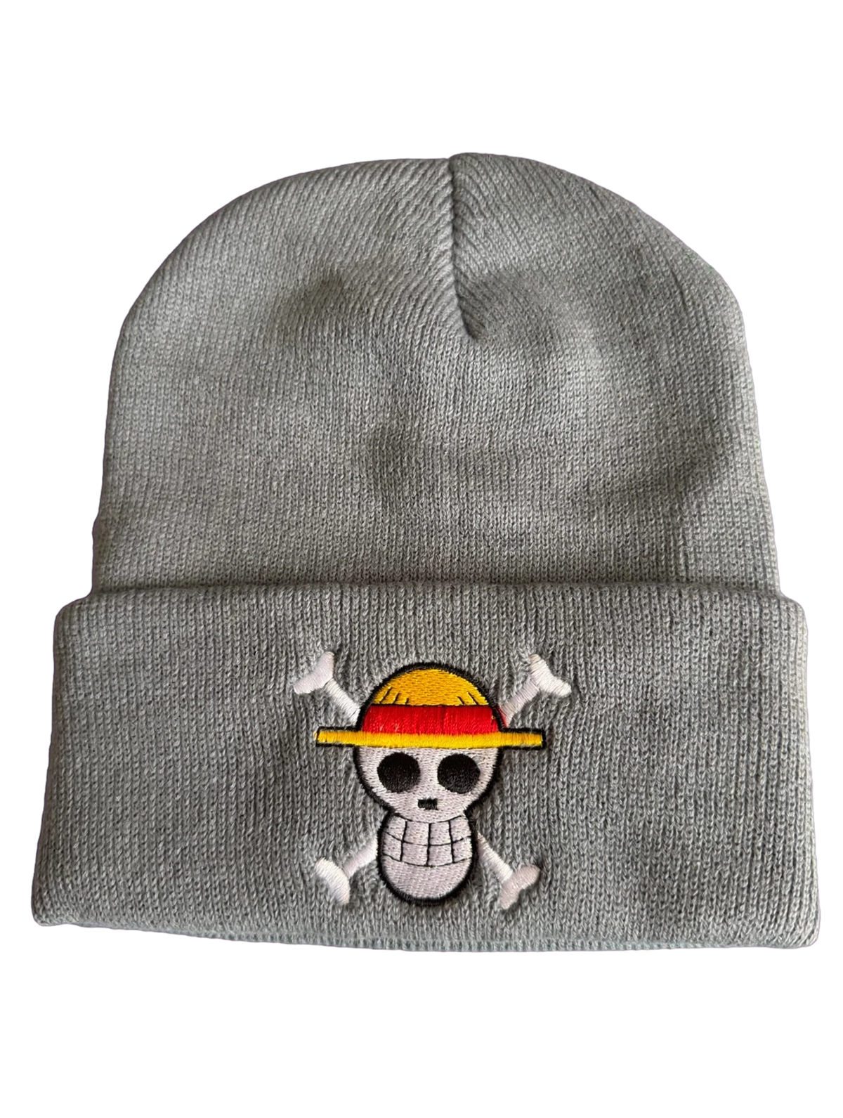Straw Hat Crew knit beanie with embroidered front design