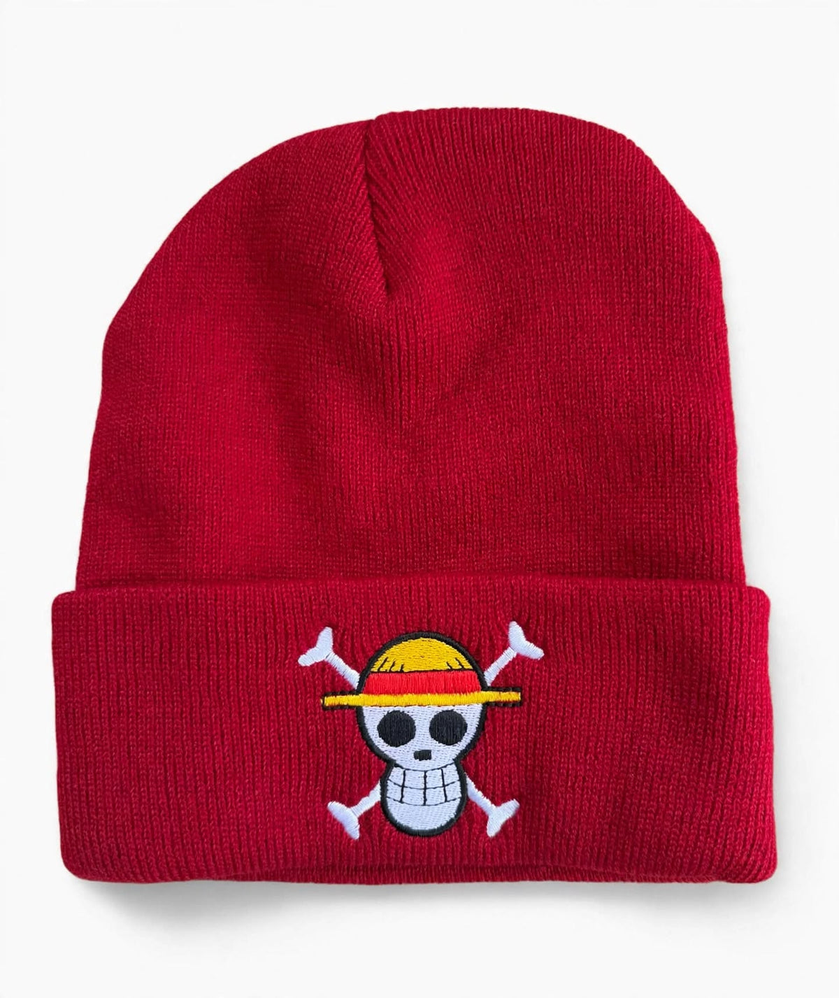 Straw Hat Crew knit beanie with embroidered front design