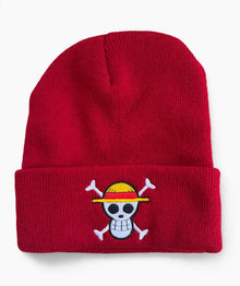 Straw Hat Crew knit beanie with embroidered front design