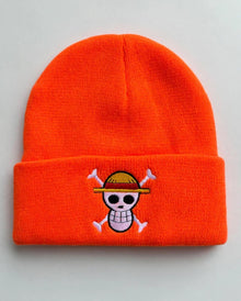 Straw Hat Crew knit beanie with embroidered front design