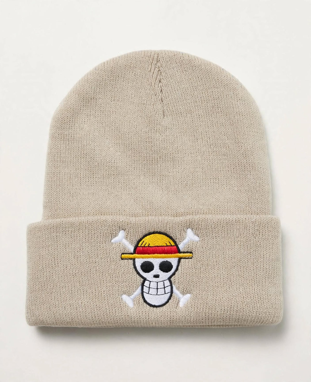 Straw Hat Crew knit beanie with embroidered front design