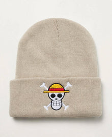 Straw Hat Crew knit beanie with embroidered front design