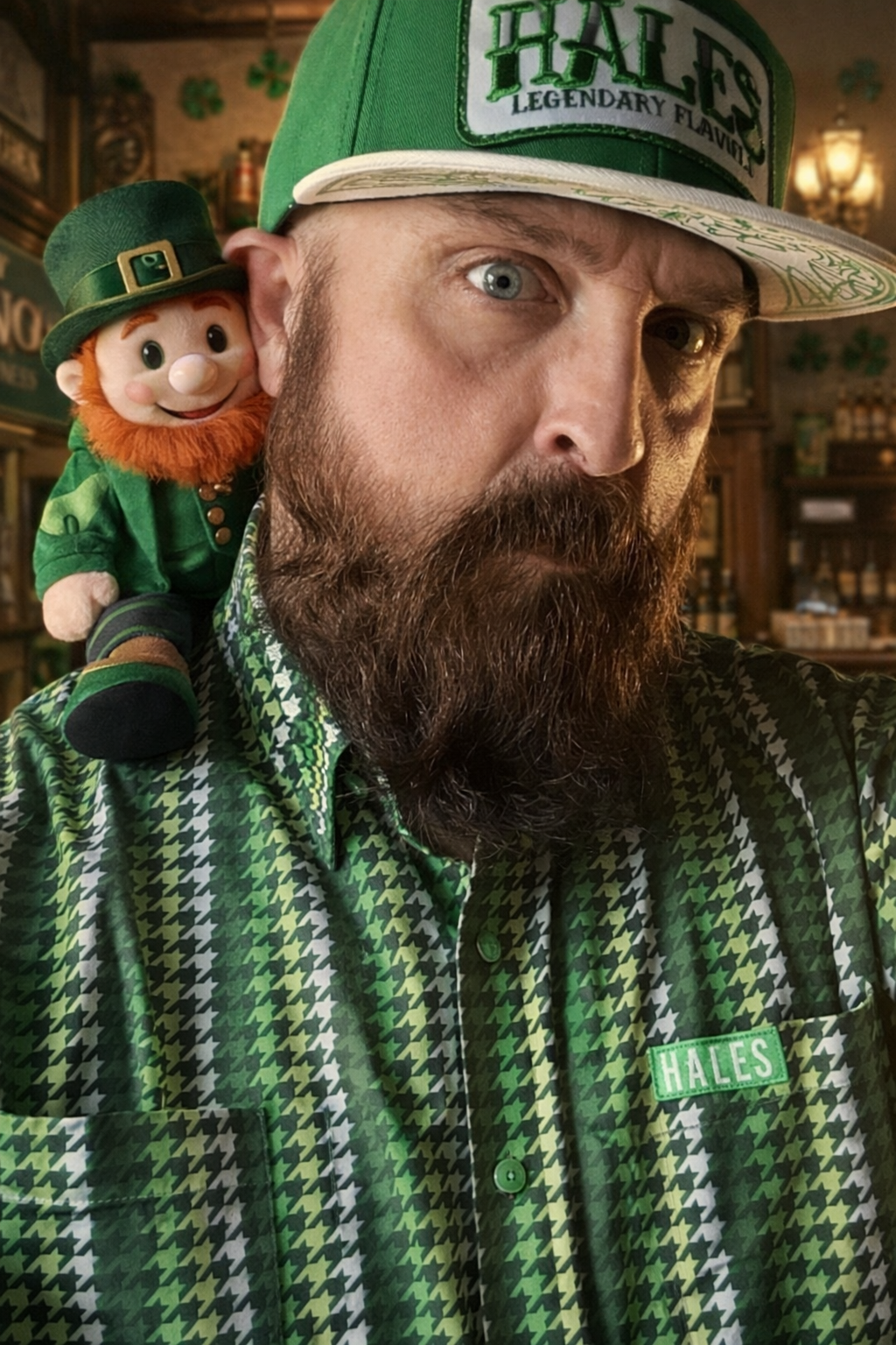Men’s Green Cheyenne Shaka Short-Sleeve Shirt by Hales Speed Shop — additional product view