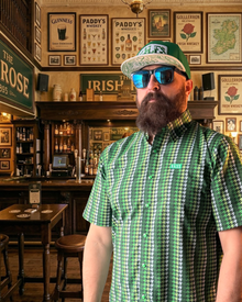 Men’s Green Cheyenne Shaka Short-Sleeve Shirt by Hales Speed Shop — additional product view