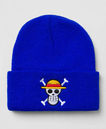 Straw Hat Crew knit beanie with embroidered front design