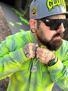 Men's Ooze Flannel Shirt by Clutch & Throttle — plaid detail