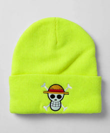 Straw Hat Crew knit beanie with embroidered front design