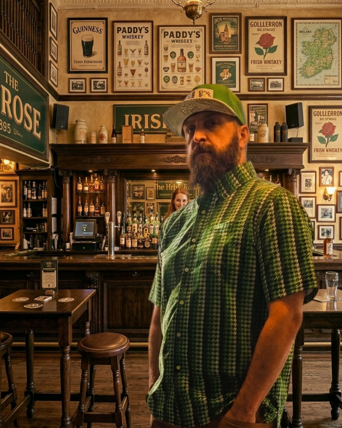 Men’s Green Cheyenne Shaka Short-Sleeve Shirt by Hales Speed Shop — additional product view