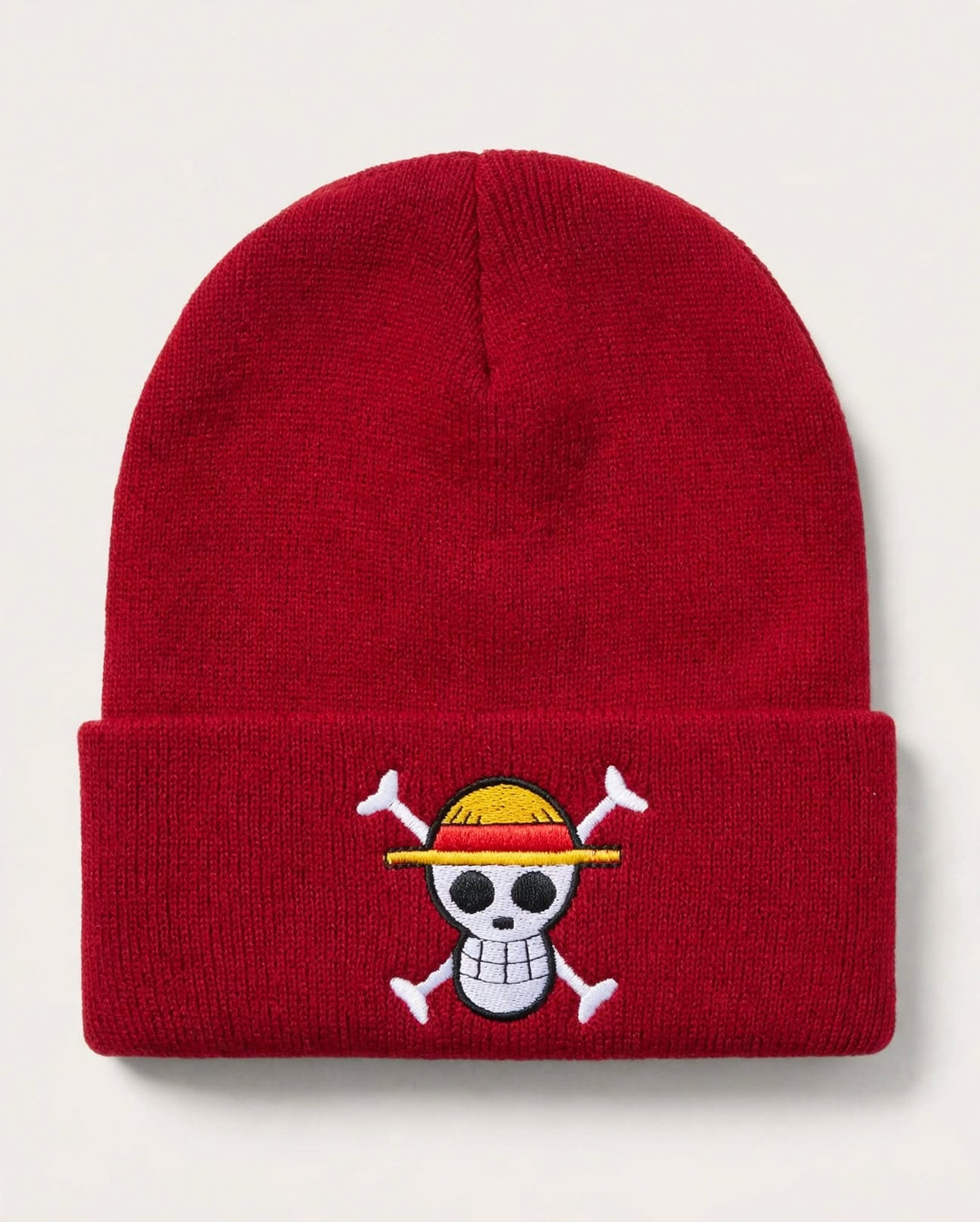 Straw Hat Crew knit beanie with embroidered front design