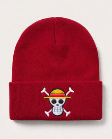 Straw Hat Crew knit beanie with embroidered front design