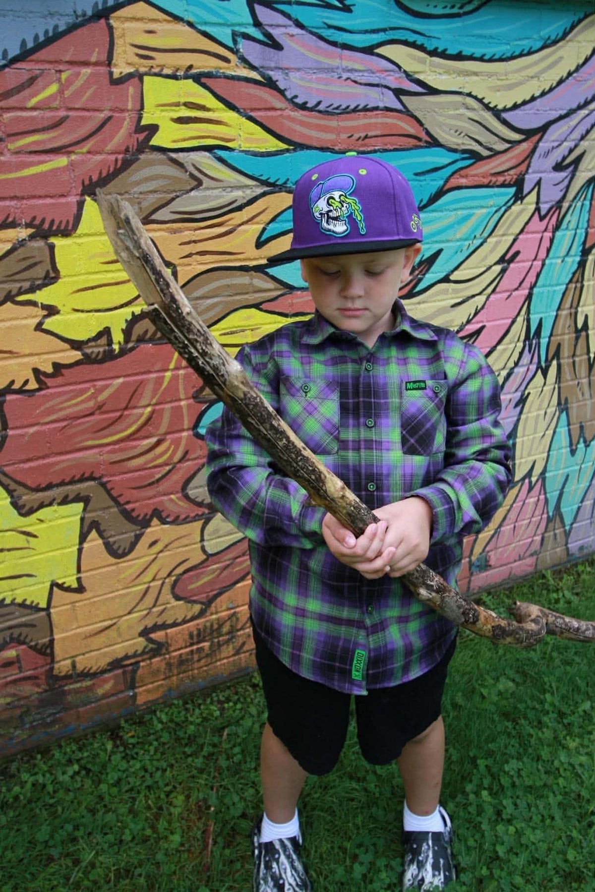 Youth Slimey Bonehead Snapback by Clutch & Throttle — alternate angle