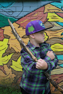 Youth Slimey Bonehead Snapback by Clutch & Throttle — hat detail