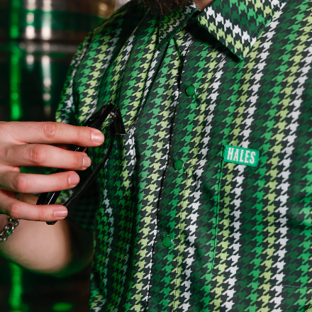 Men’s Green Cheyenne Shaka Short-Sleeve Shirt by Hales Speed Shop — additional product view