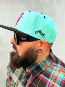 G'd Up Teal Snapback by Clutch & Throttle — hat detail