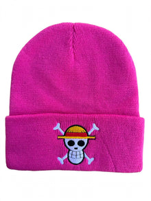 Straw Hat Crew knit beanie with embroidered front design