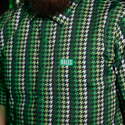 Men’s Green Cheyenne Shaka Short-Sleeve Shirt by Hales Speed Shop — additional product view