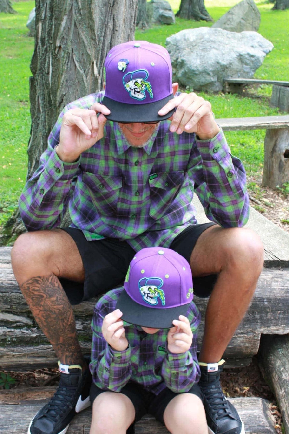 Youth Slimey Bonehead Snapback by Clutch & Throttle — front view