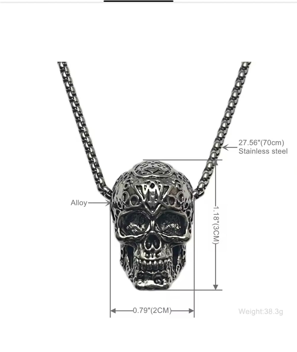 Dead Serious 70cm skull necklace alternate product view