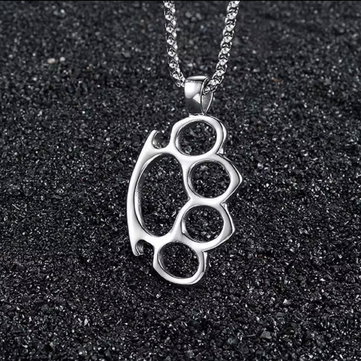 Don't Start None brass knuckles pendant necklace with 60cm chain