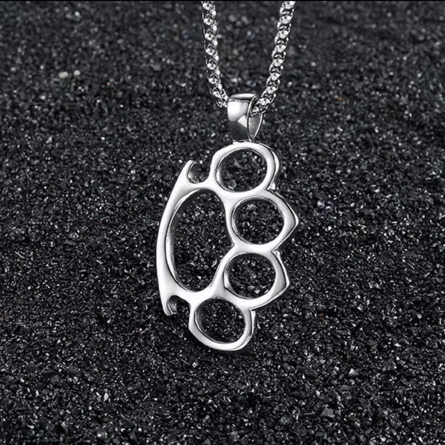 Don't Start None brass knuckles pendant necklace with 60cm chain