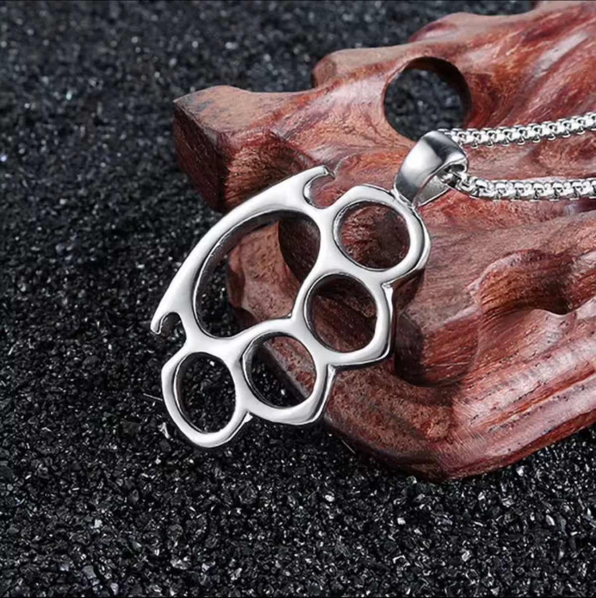 Don't Start None 60cm brass knuckles pendant necklace alternate view