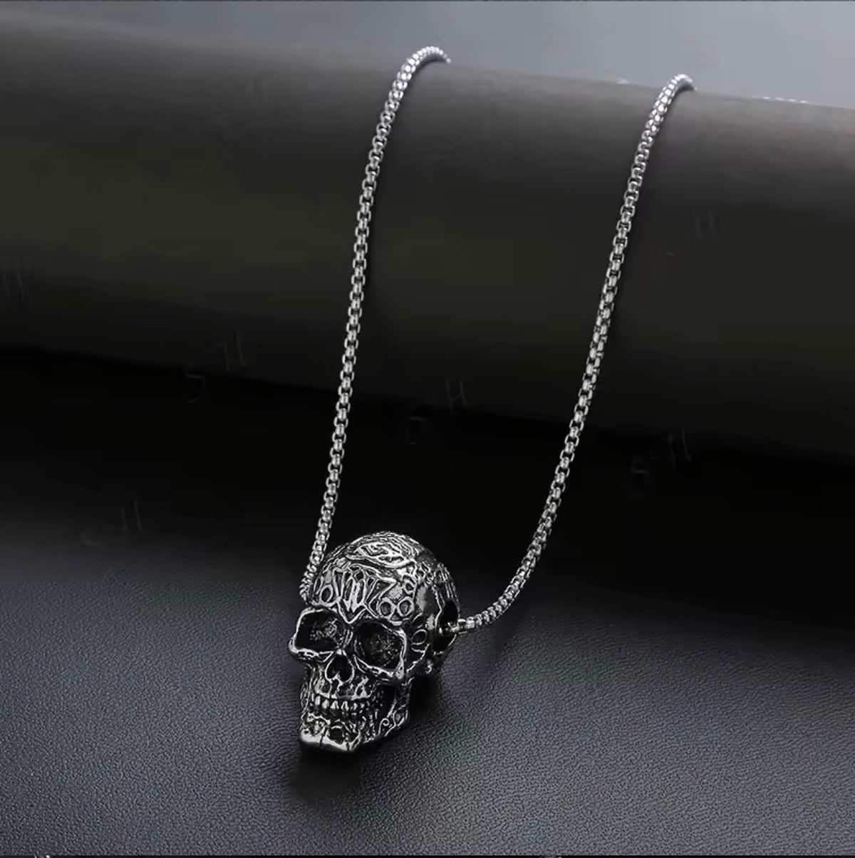 Dead Serious sugar skull pendant necklace detailed close-up