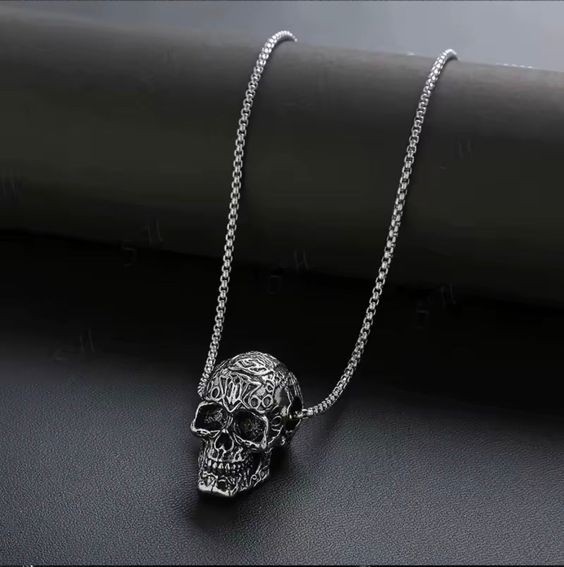 Dead Serious sugar skull pendant necklace detailed close-up