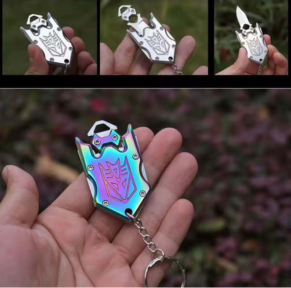 Decepti-Tool mini keychain utility knife — product view