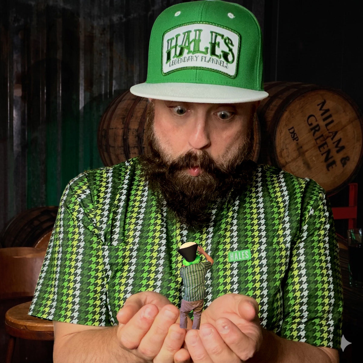 Men’s Green Cheyenne Shaka Short-Sleeve Shirt by Hales Speed Shop — additional product view
