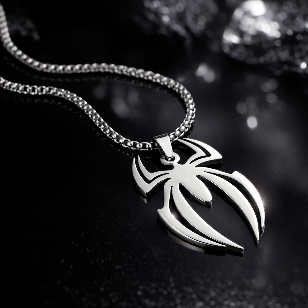Eight-Legged Menace stainless steel spider pendant necklace for men