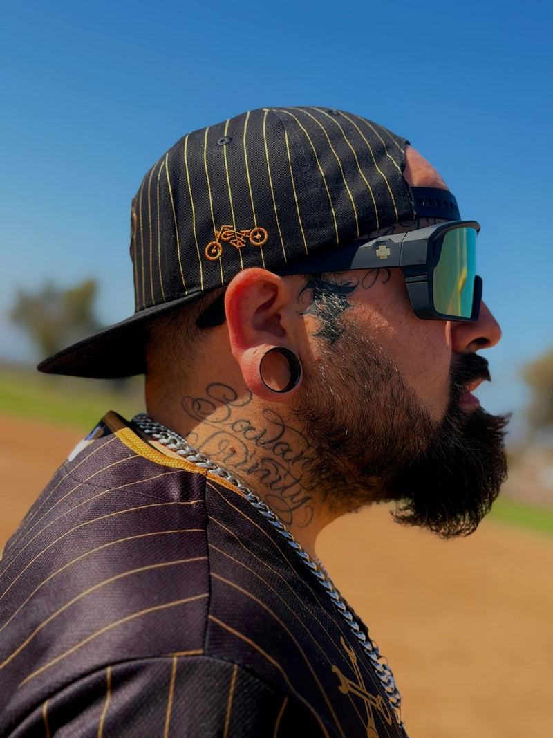 OG Slugger Black Gold Snapback by Clutch & Throttle — side view