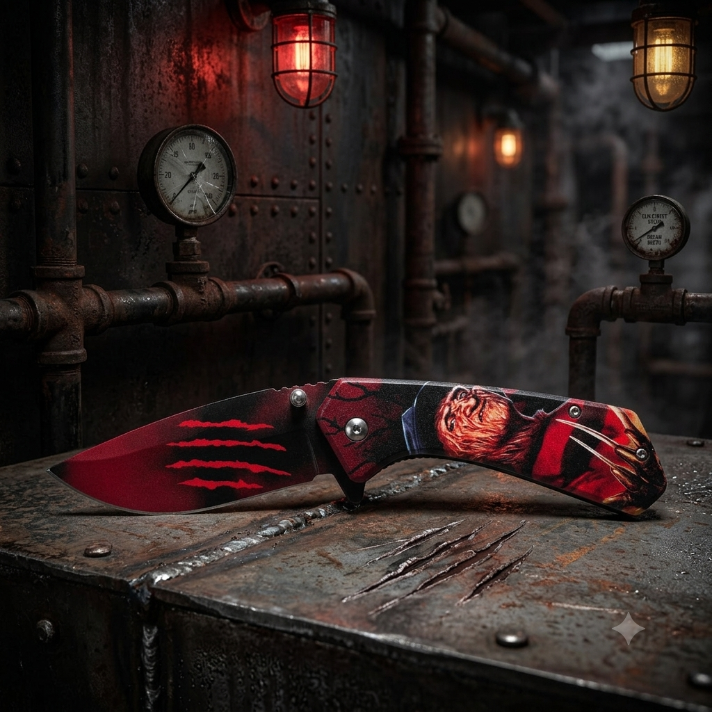 Dream Slasher retro horror pocket knife by Flannel Daddy Loot