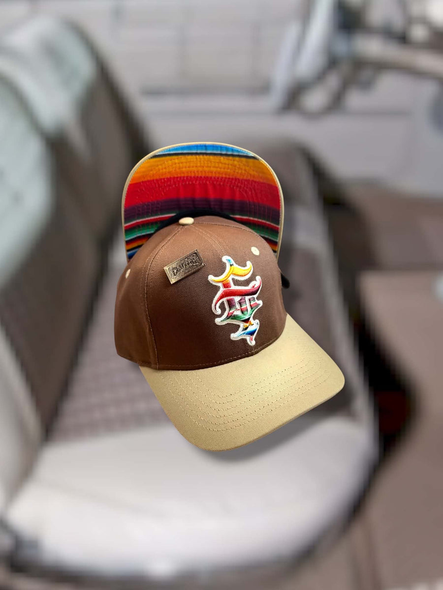 Clutch & Throttle G’d Up Low Rider Dad Hat brown and tan cap with serape underbrim
