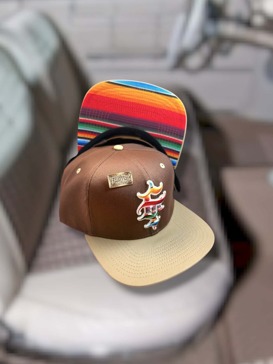 Clutch & Throttle G’d Up Low Rider Snapback brown and tan hat with serape underbrim