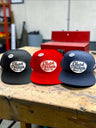 Clutch & Throttle black red and navy solid-color flat-brim snapback hats