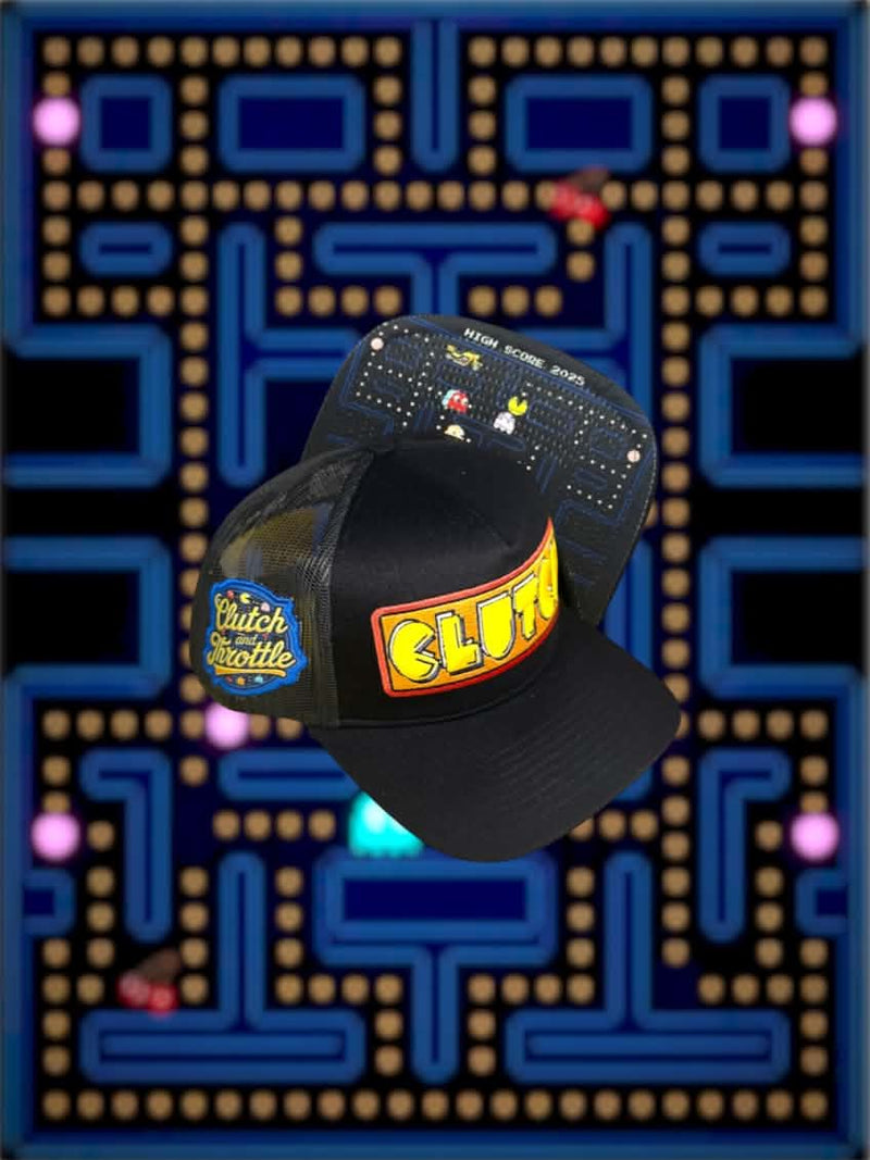 The PAC Trucker black A-frame mesh cap by Clutch & Throttle